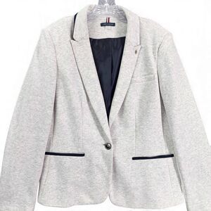Tommy Hilfiger Blazer Women's Sz 16 Light Gray Elbow Patch One Button